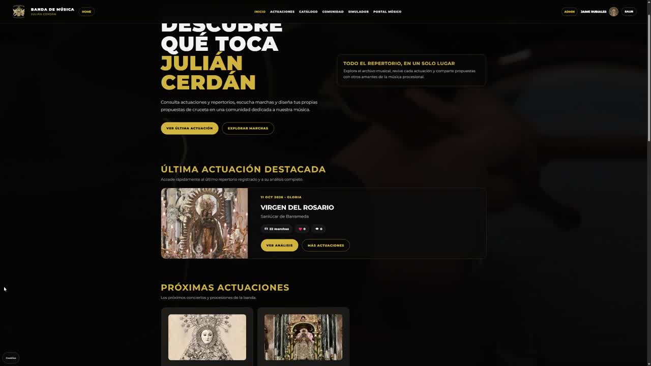 Portal público de Julián Cerdán con actuaciones pasadas y próximas citas
